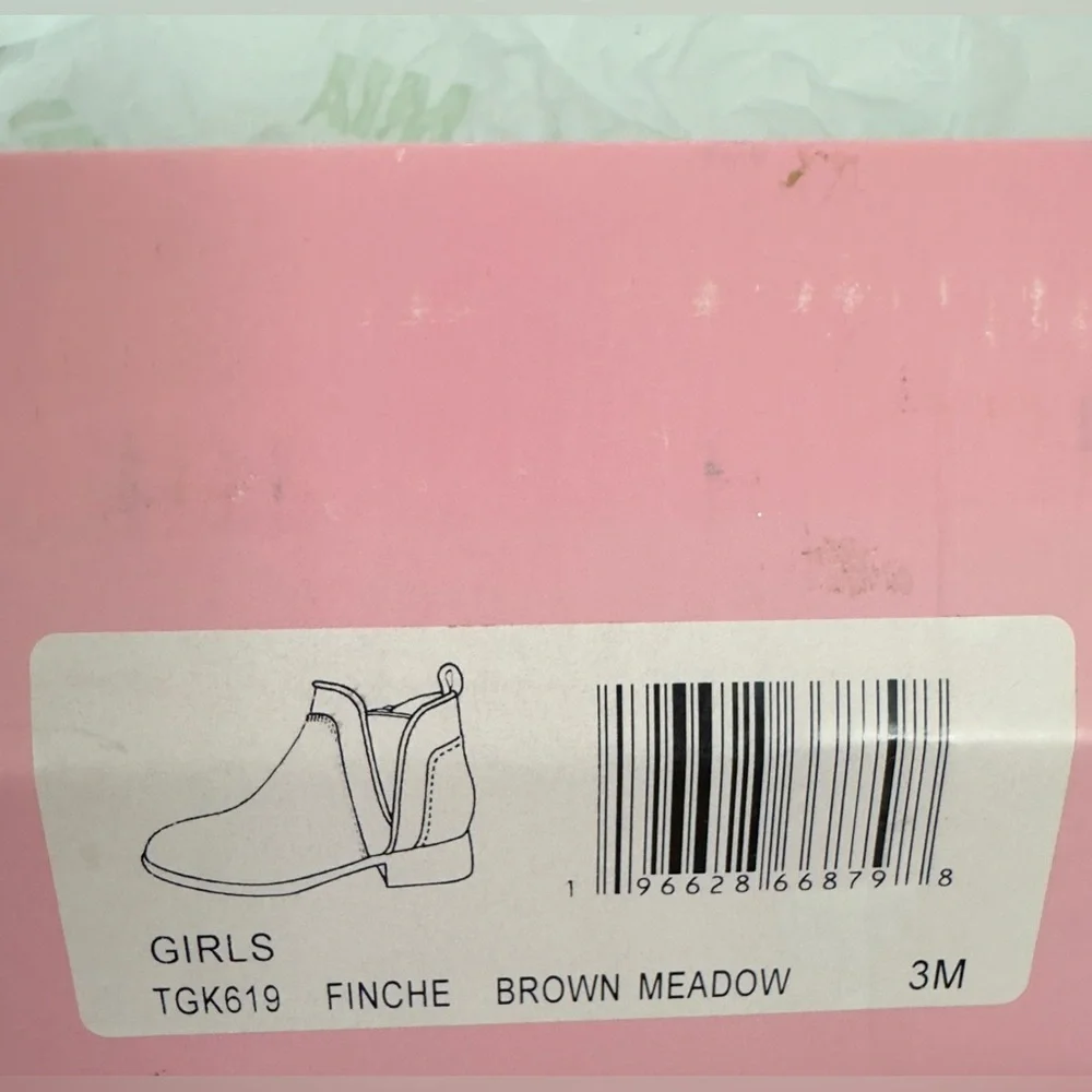Mia Finche Brown Meadow Glitter Ankle Boots Zipper Inner Ankle Size 3  Kids. NWT